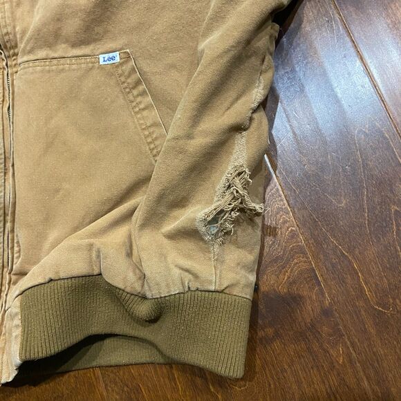 Lee Vintage 90s Workwear Full Zip Canvas Brown Sherpa Lined Trucker Jacket XXL - Picture 6 of 12